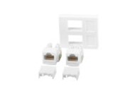 WALL SOCKET 2X RJ45 45X45 + KEYSTONE 2X
